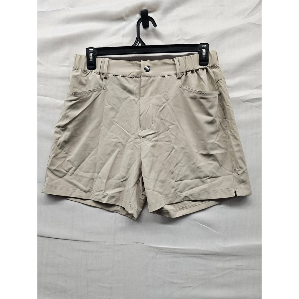 Santiny Womens Athletic Shorts Beige Polyester Blend Workout Size Large